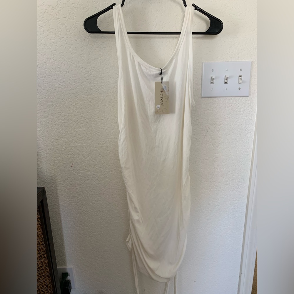 White runched bodycon mini dress